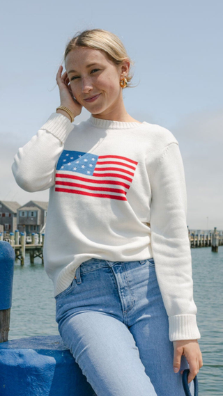 Classic Crew - American Flag, Ivory