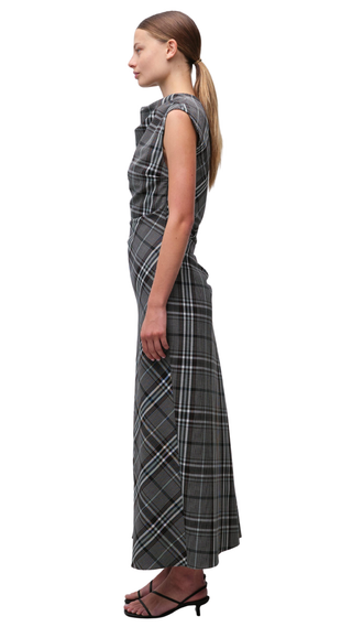 Burke S/L Draped Midi Dress, Everglade Plaid