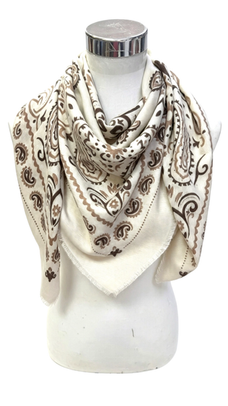 Large Woolen Square Bandana - Beige