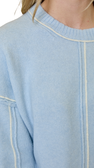 Long Sleeve Crew Neck Sweater, Blue Echo Combo