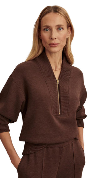 Sally Half Zip Sweat - Coffee Bean Marl