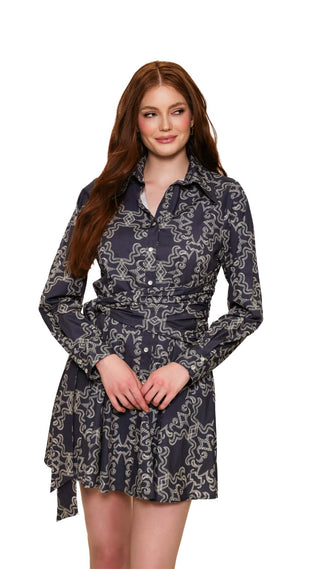 Evelyn Dress - Navy/Ivory