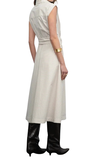 Lorena Stripe Shirt Collar Midi Dress, Multi