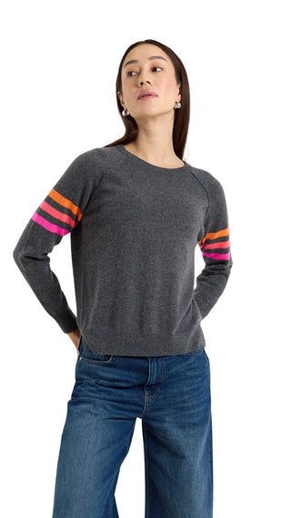 Annie Striped Crew- Soft Camel/Arctic Blue