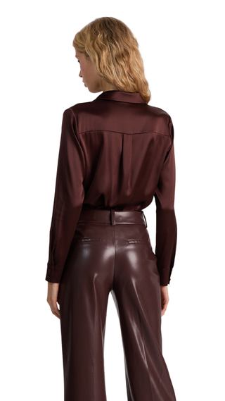 Willa 70s Cllr Plckt Top, Dark Chocolate