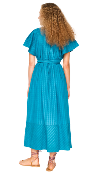 Vienna Pintuck Dress - Azure Dobby Blu