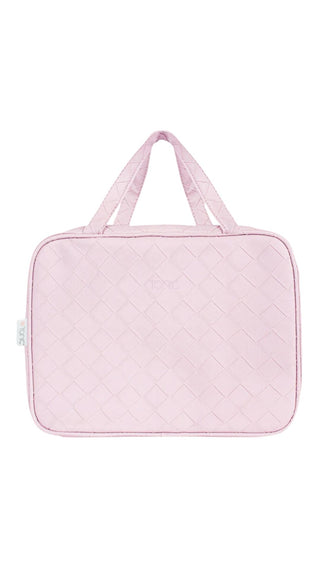 Woven Hanging Cosmetic Bag Peony Pink