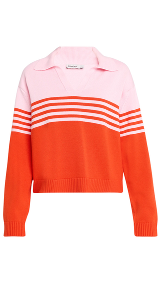 Jules Knit Polo - Lobster Stripe