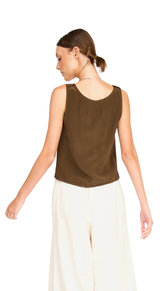 Loreto Silk Tank - Chocolate