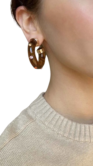 Estella Studded Tortoise Hoop Earring