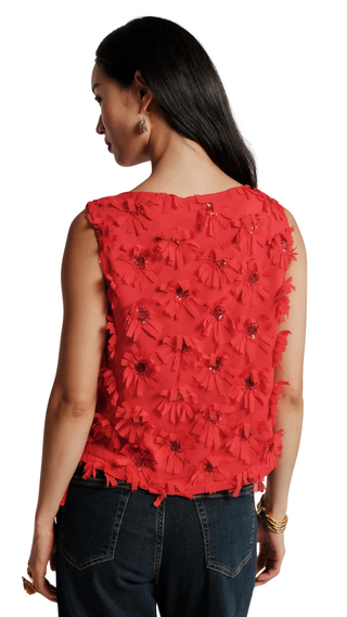 Cheree Shell Daisy Applique, Red