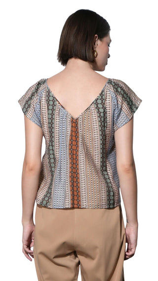 Illiana Short Sleeve Top - Brown Combo