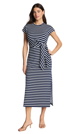 Spanx® Airessentials Tie-Waist Maxi Dress, Navy Stripe