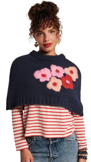 Emma Shrug Poppy Embroidery, Navy/Multi