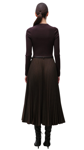Trista L/S Midi Dress, Dark Chocolate Multi