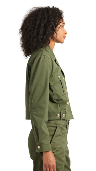 Celinora Cotton Drill Cropped Jacket - Fatigue