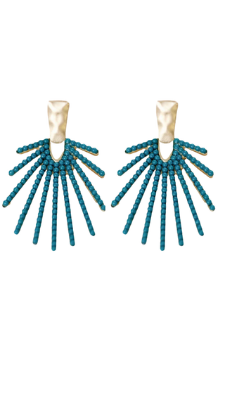 Dark Turquoise Sunburst Statement Earrings