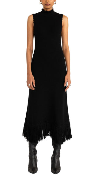 Amelia Fringe Dress - Black
