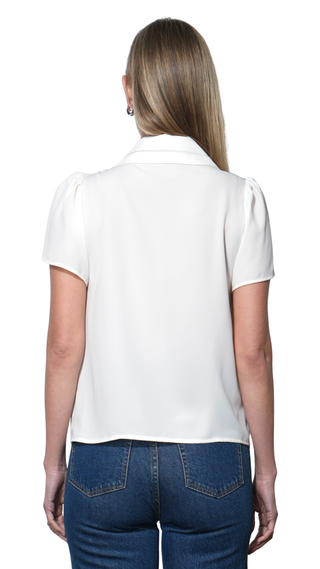 Gaia Sailor Collar Short Sleeve Blouse, Ivory