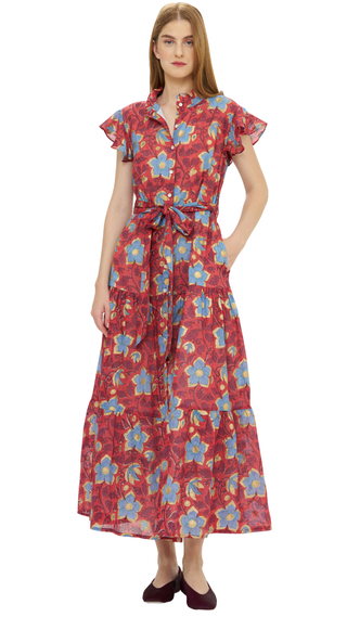 Ruffle Collar Button Maxi - Kildare