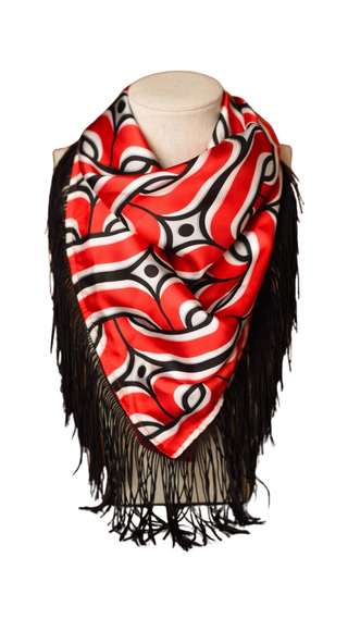 Game Day Fringe Scarf - Red And Black