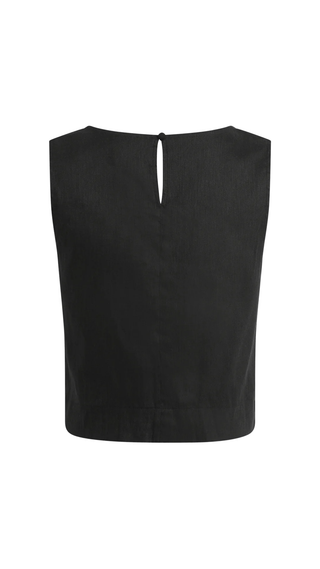 The Linen Abby Top, Black