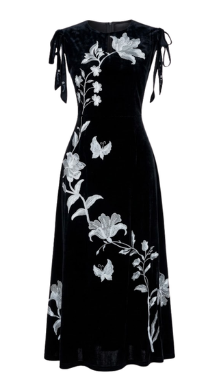 Mualla - Black Velvet w/Silver Embroidery