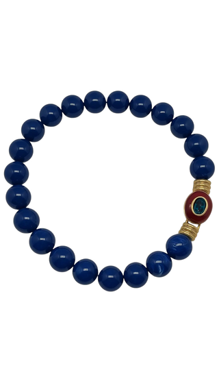 Caroline Lapis Resin Necklace With Topaz Faceted Stone Clasp