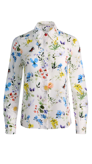 Willa Plkt Top - Twisting Vines Off White