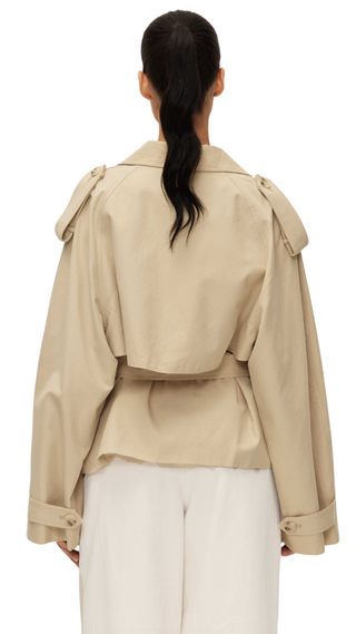 Eleanor Cropped Trench Coat, Dark Tan