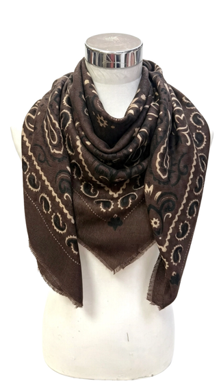 Large Woolen Square Bandana - Cafe