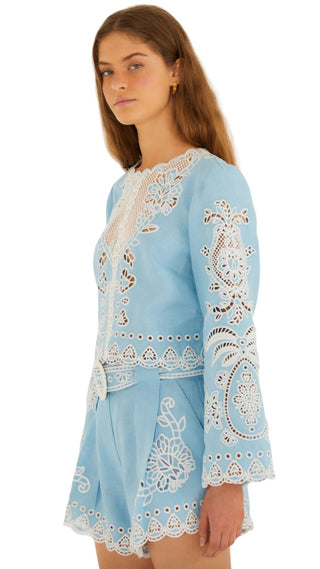 Romantic Richelieu Blouse - Blue