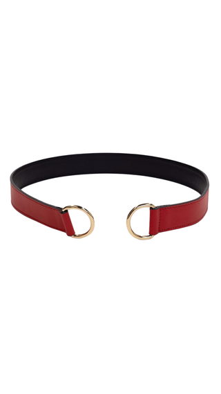 Loop Skinny Scarf Reversible Leather Belt - Red + Black