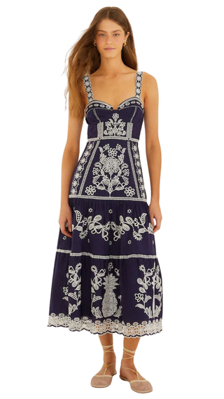 Blue and White Richellieu Midi Dress