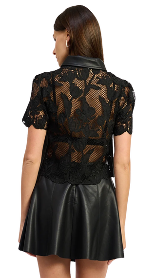 Aileen Lace Shirt Top, Black