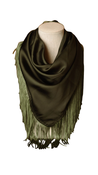 Solid Fringe Scarf - Olive Green