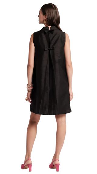 Diplomat Mini Dress Sleeveless Poly Dupion, Black