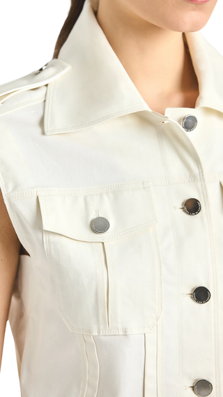 Illiana Stretch Twill Utility Vest - Soft White