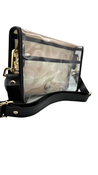 Black and White Buffalo Check Clear Stadium Bag with Bulldog