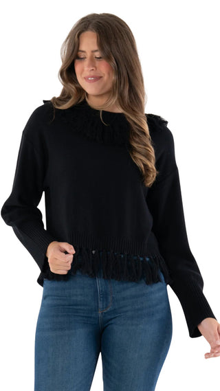 Sienna Sweater - Fringe - Black