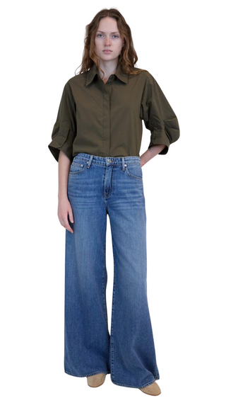 Gemma Three Quarter Sleeve Shirt - Faded Olive