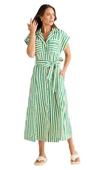 Portia Dress - Jade Stripe