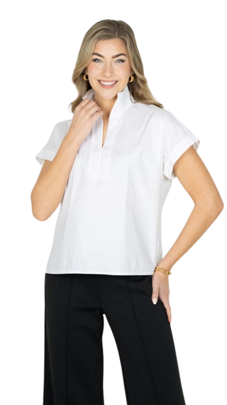 Riviera Top - White, Whitecotton Poplin