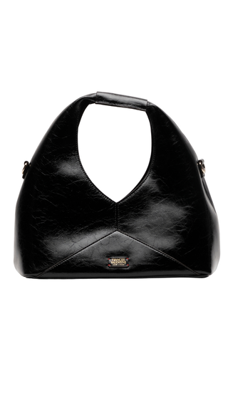 Crescent Tote Crinkled Leather Leather - Black