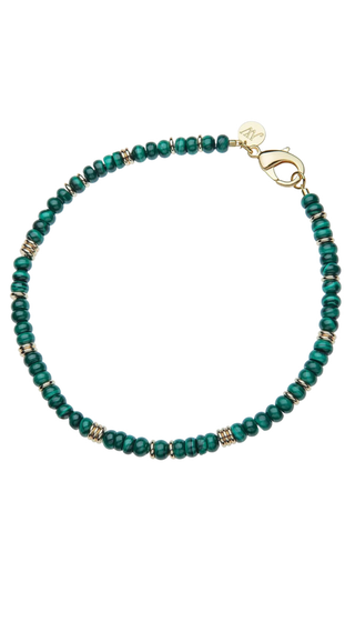 Gumdrop Beaded Necklace in Malachite - 16"