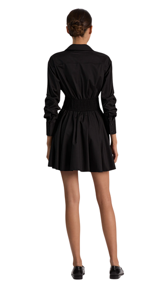 Edie Corset Button Down Mini Dress, Black