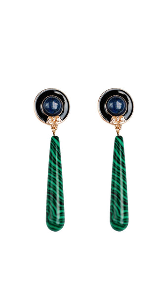 Lapis and Malachite Drop Earring