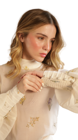 Fiona Blouse- Garden Multi Cream