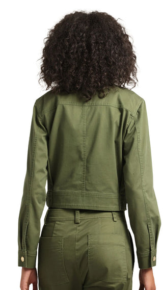 Celinora Cotton Drill Cropped Jacket - Fatigue