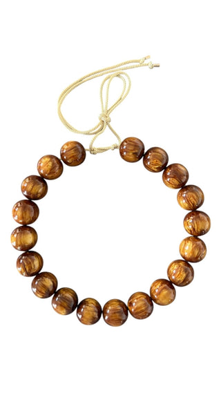 Chunky Beaded Necklace - Maple